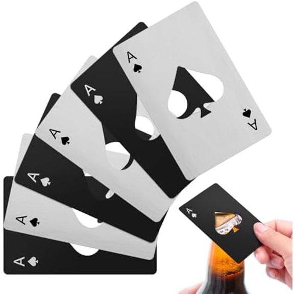 6PCS Poker Card Bottle Openers, Stainless Steel Credit Card Size Beer Bottle Opener - 3 Black & 3 Silver Poker Themed Cap Openers (Ace of Spades Design)$$Home Decor, Kitchen, & Other