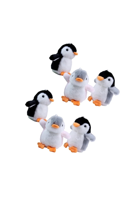 6PCS Popular Penguins Plush Keychain Backpack Hanging Decoration Car Key Holder