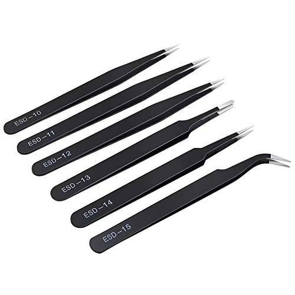 6Pc Stainless Steel Tweezers Set Die Cast Modeling Kit Cars Trains Hobby  can work with paints and moisture