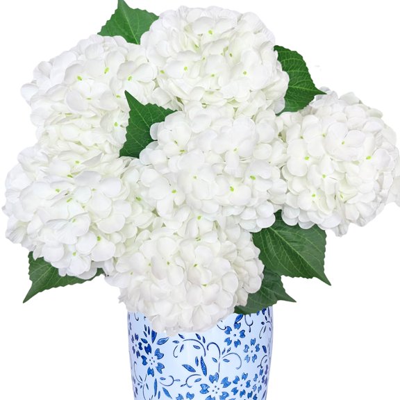 6PCS Premium Blue Silk Hydrangea Artificial Flowers Bouquets - Realistic Fake Hydrangea with Stems, Faux Flower Arrangement for Home Wedding Party Table Centerpieces Decoration