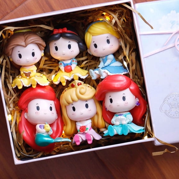 6PCS Princess Action Figure Model Sitting 7cm Gift Box Set
