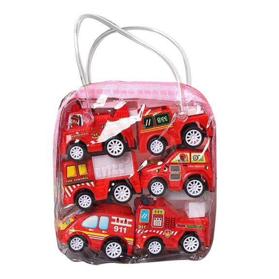 6PCS Pull Back Toy Car Kit Enamelled Anti Shock Pull Back Toy Play Set for Kids Toddlers Children Fire Fighting Truck