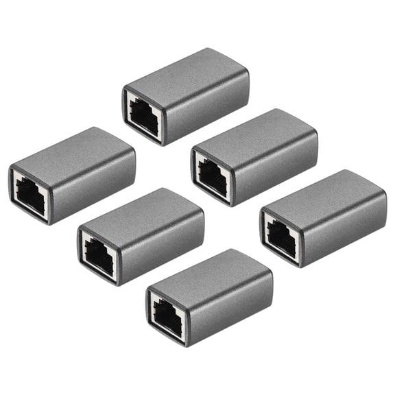6PCS RJ45 CAT7 Ethernet Coupler, Ethernet Coupler Female to Female in Line Cat7 Cat6 Cat5e Cat5 Extender Cable Adapter, Silver