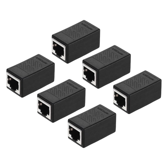 6PCS RJ45 Ethernet Coupler, Ethernet Coupler Female to Female in Line Cat7 Cat6 Cat5e Cat5 Extender Cable Adapter, Black