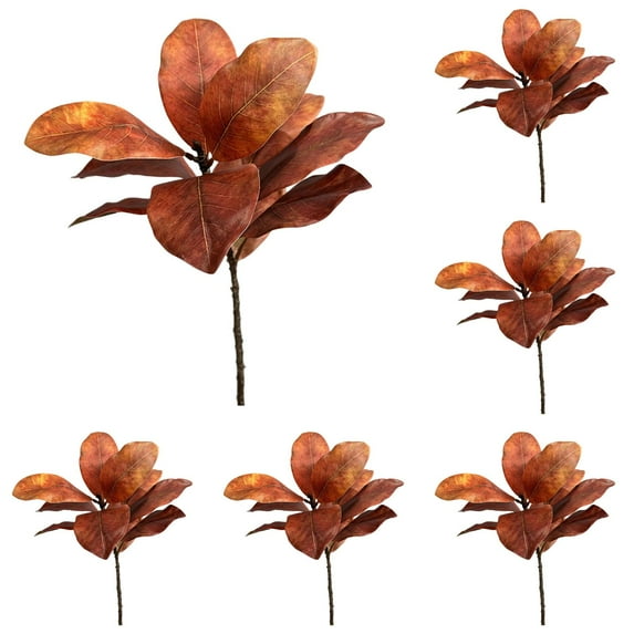 6PCS Real Touch Magnolia Leaf Stems-22 Inch Artificial Magnolia Branches for Vase,Realistic Greenery Picks for Wedding,Home,Office,Party Table Centerpiece Decor,Indoor Fall Decorations