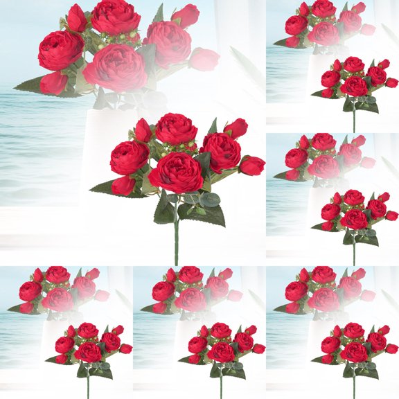 6PCS Realistic Flower Bouquet - Lifesize Floral Arrangements with Long Stems - Artificial Peonies & Hydrangeas for Wedding, Living Room & Table Decor