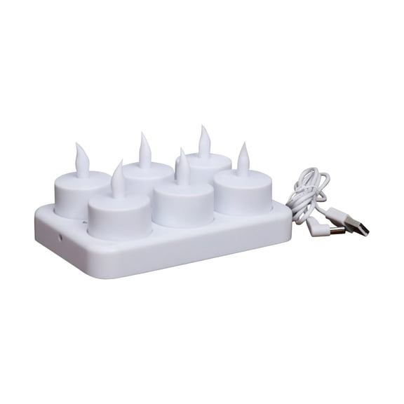 6PCS Rechargeable Tea Lights Flameless Candles,Flickering Votive Candle with Remote Timer,Battery Operated LED Tea Lights Candles,Halloween,Christmas,Home,Wedding,Table Decoration