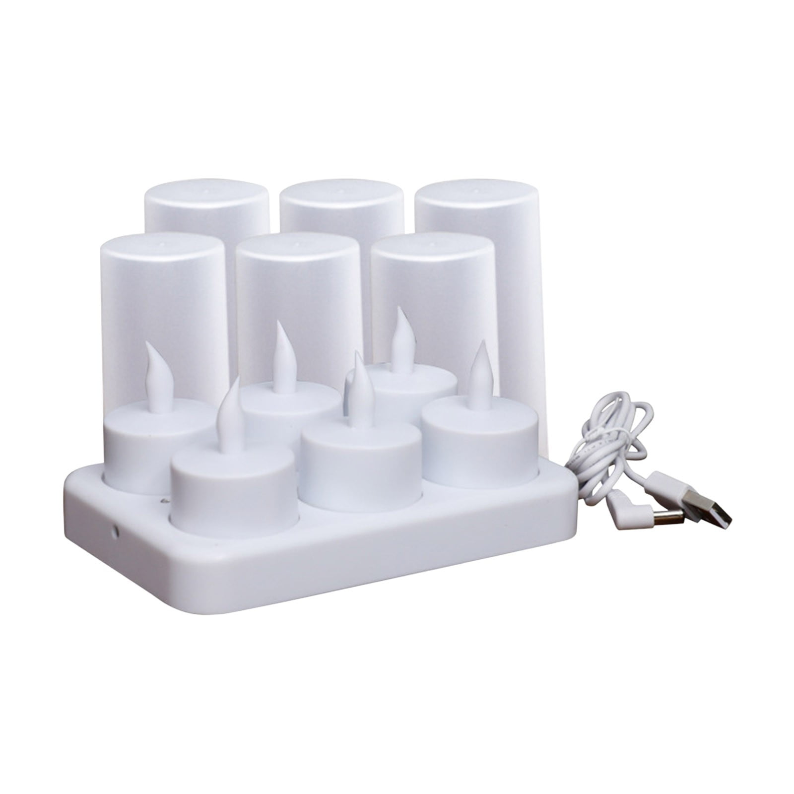 6PCS Rechargeable Tea Lights Flameless Candles,Flickering Votive Candle with Remote Timer,Battery Operated LED Tea Lights Candles,Halloween,Christmas,Home,Wedding,Table Decoration