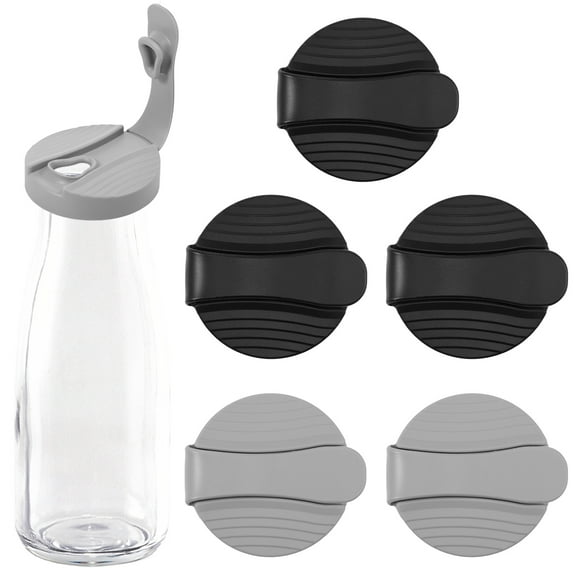 6PCS Replacement Lids For Salad Dressing Cruet Glasses Silicone Replacement Lids Food-Grade Silicone Tight Fit Closeable Cap