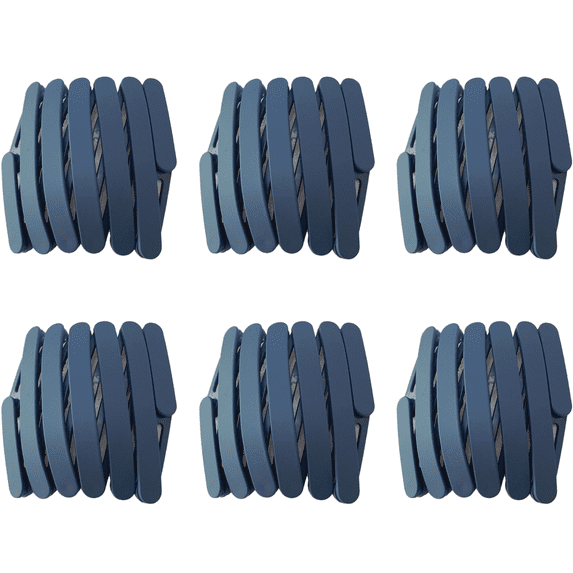 6PCS Retractable Pocket Hair Band, Spring Wavy Foldable Headband No Slip, Compact Portable Adjustable Hair Hoop navy