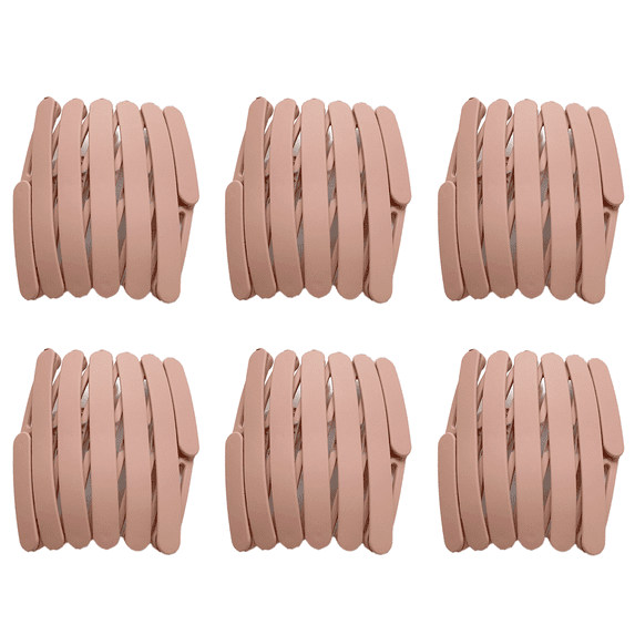 6PCS Retractable Pocket Hair Band, Spring Wavy Foldable Headband No Slip, Compact Portable Adjustable Hair Hoop pink