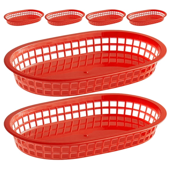 6PCS Reusable Food Baskets Bread Basket Storage Fast Food Baskets Serving Baskets Bread Holder Tray Hot Dogs Burgers Baskets