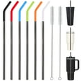 thumbnail image 1 of Rizulfey Reusable Stainless Steel Straws with Silicone Tips and Cleaning Brush (11.8"" x 0.31"", Black, 6 Pack), 1 of 8