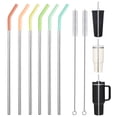 thumbnail image 1 of 6PCS Reusable Metal/Stainless Steel Straws with Silicone Tip and Cleaning Brush(11.8"x0.31",Silver), 1 of 9