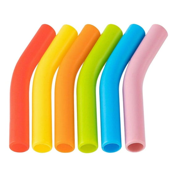 6PCS Reusable Silicone Straw Sleeves Tips - Multi-Color Bendable Drinking Accessories