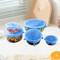 6PCS Reusable Silicone Stretch Lids Set - Airtight Elastic Food Covers Heat Resistant for Microwave Bowls and Containers - Blue
