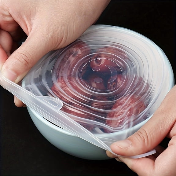 6PCS Reusable Silicone Stretch and Seal Lids for Food Storage Flexible Round Silicone Bowl Covers 6 Different Sizes Keep Food Fresh