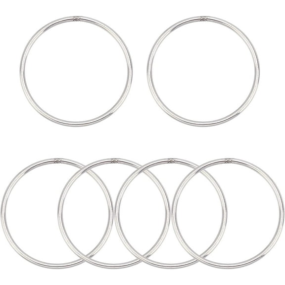 6PCS Seamless Welding O-Ring 3" Smoothing Welded 304 Stainless Steel Round Rings Multi-Purpose Metal O Ring for DIY