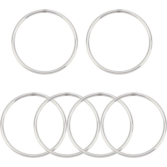 6PCS Seamless Welding O-Ring 3" Smoothing Welded 304 Stainless Steel Round Rings Multi-Purpose Metal O Ring