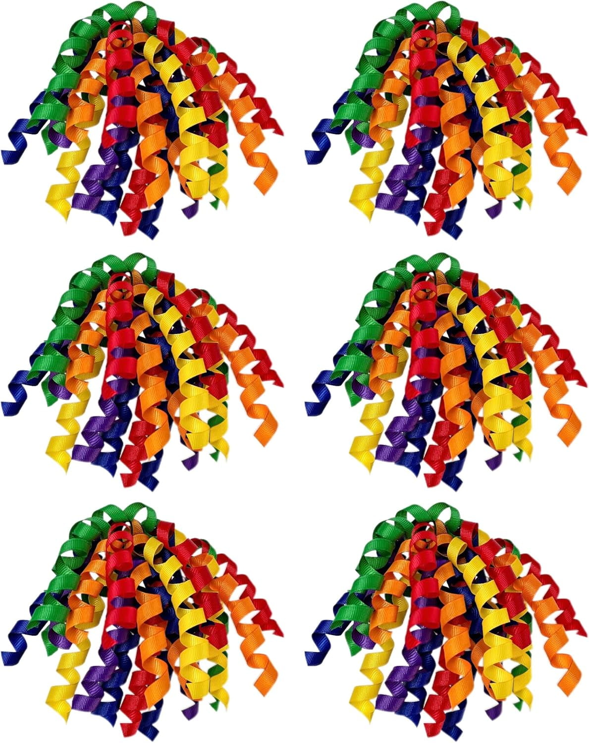 6PCS Self-Adhesive Curly Bows, 6" Rainbow Ribbon Bow, Pre-Made Bows for Gift Wrap, Basket Decoration, Wine Bottle, Present Bow Birthday, Party, Pride Month, Anniversary(Rainbow, 6 inches)