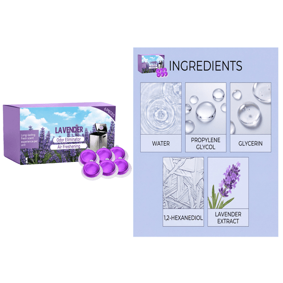 6PCS/Set Trash Odor Fighter, Easy Install Stick-On Air Freshener, Powerful Trash Odor Remover Pucks Last Up To 30 Days Each (Lavender)