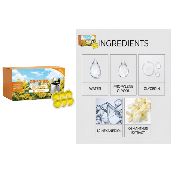 6PCS/Set Trash Odor Fighter, Easy Install Stick-On Air Freshener, Powerful Trash Odor Remover Pucks Last Up To 30 Days Each (Osmanthus)