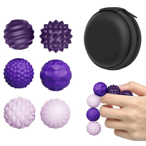 6PCS Silicone Magnetic Balls Fidget Toys for Adults Teens, Stress Relief Sensory Toy for Autism ADHD Anxiety, Office Desk Fun Textures Gadgets, Gift for Women Men,Purple