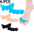 thumbnail image 1 of 6PCS Silicone Toe Spacers for Women & Men-Toe Separators for Bunion Relief,Hammer Toe,Plantar Fasciitis & Pedicures | Includes Metatarsal Pad & Therapeutic Yoga Cushion for Foot Pain,Blue+Beige+Black, 1 of 7