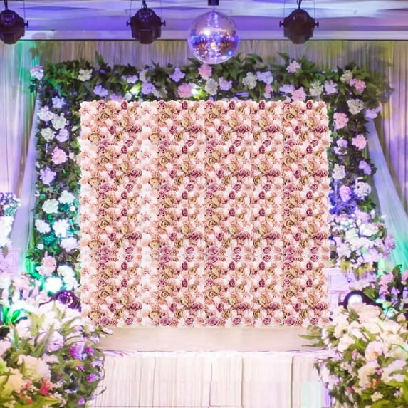 6PCS Silk Rose Artificial Flower Wall Panel Wedding Party Backdrop Decoration 60x40cm for Wedding Sites, Photography Buildings, Clothing Stores
