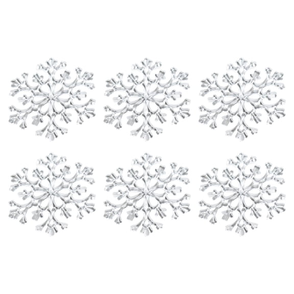 6PCS, Silver Glitter Snowflake Ornaments, Plastic Christmas Glitter Snowflake Winter Wonderland Christmas Tree Decorations, Silver