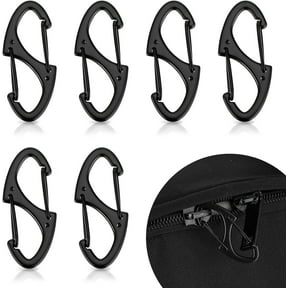 6PCS Small Locking Carabiner Clip for Keys and Backpack, Mini Anti Theft Purse Zipper Lock, Black Carabiner Keychain Hooks