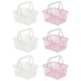 thumbnail image 1 of 6PCS Small Plastic Basket,Mini Storage Basket Grocery Tiny Shopping Baskets with Handles Organizer Filtered Water for Organizing Toys Eggs Fruits Veggies Snacks,White Purple, 1 of 7