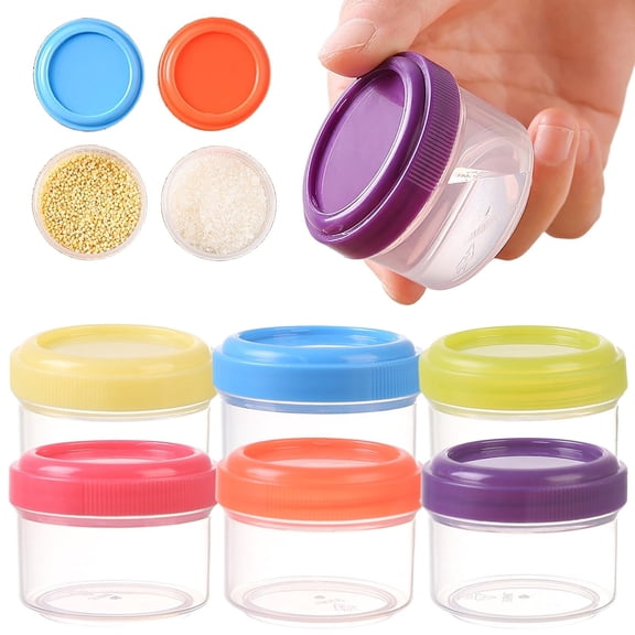 6PCS Small Plastic Containers with Lids, Small Containers with Lids, 35Ml Bpa-Free Transparent Plastic Jars Reusable Leak-Proof Sauce Salad Seasoning Bottles