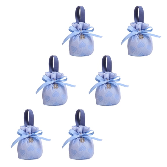 6PCS Small Pouch Wedding Candy Bags with Lovely Ribbon Bow Drawstring Bags for Wedding Sweets and Party Gifts