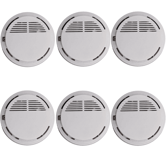 6PCS Smoke Alarm Detector Home Safety Sensor Alert