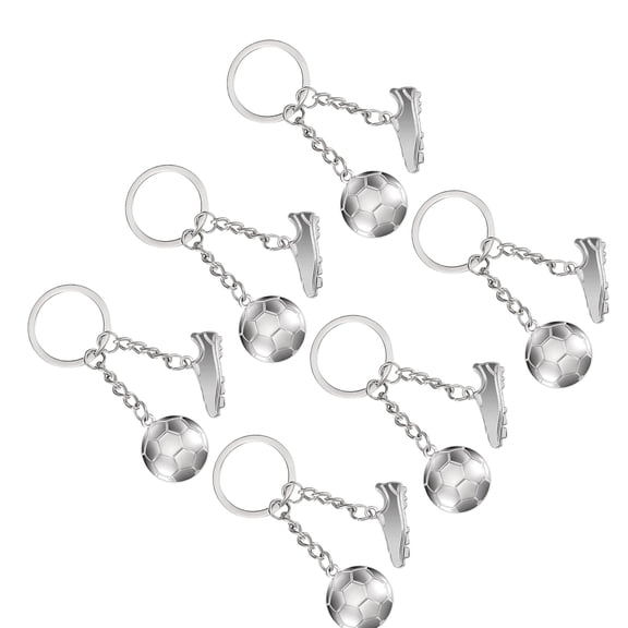 6PCS Soccer Themed Keyring Football Shoe Charm Metal Decorative Handbag Accessory Gift For Fans Friend Family