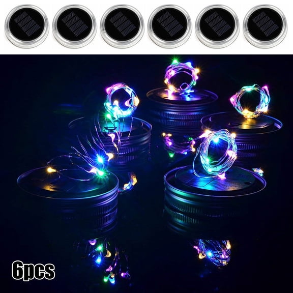 6PCS Solar Bottle Cap Lights 20 Lights Rainproof Solar Outdoor String Lights