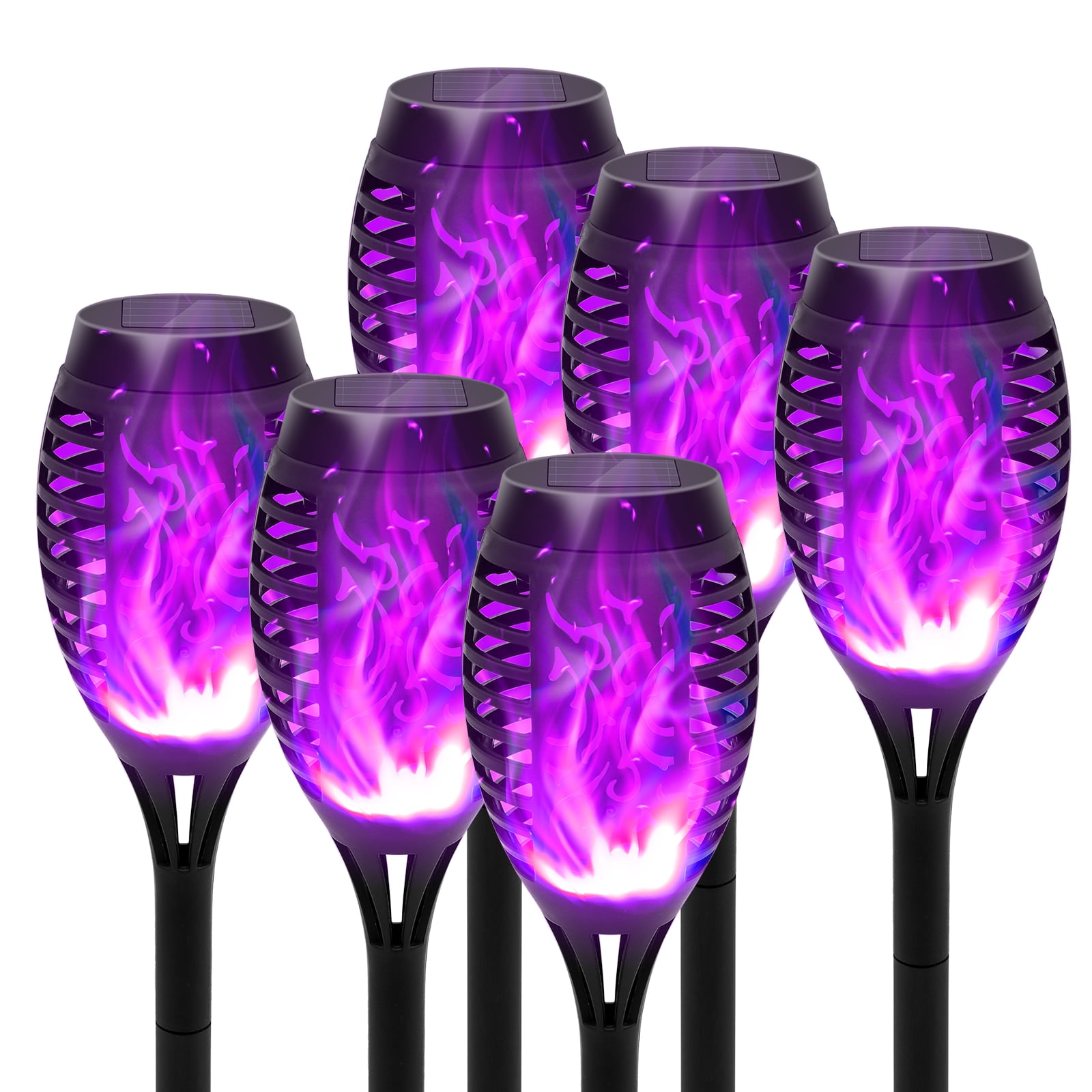 6PCS Solar Lights, Solar Torch Light with Flickering Flame for Garden Decor, Waterproof Solar Powered Outdoor Lights, Flame Torches for Outside Patio Path Yard Decorations