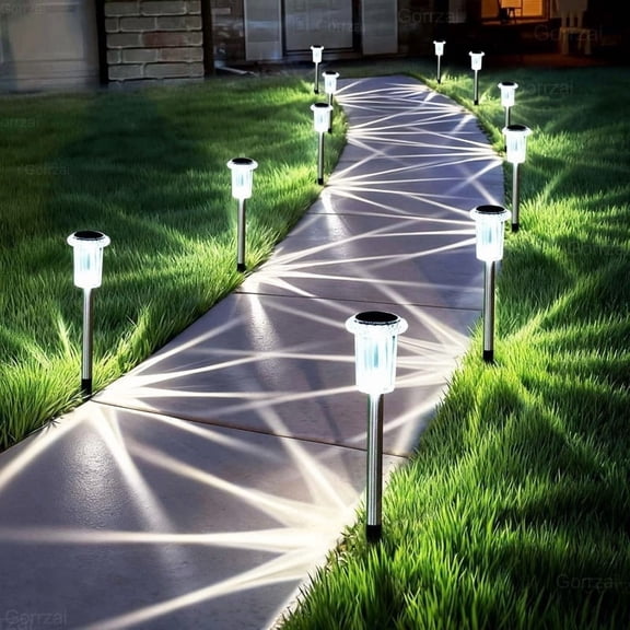 12pcs Solar Outdoor Garden Light Waterproof Pathway LED Decoration Ground Light for Lawn, Garden, Yard, Flag Light, 6 Pcs