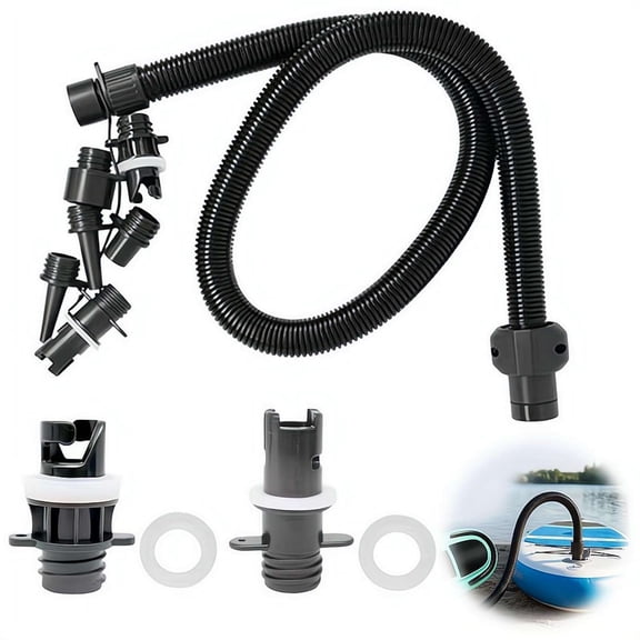 6PCS Sp-iral A-ir Hose Kit, Corrugated Inflation Tube for SUP Electric Pump, Universal A-ir Valve Adapter for Inflatable Boat, Raft, Kayak, Surfboard & Ai-r Mattress