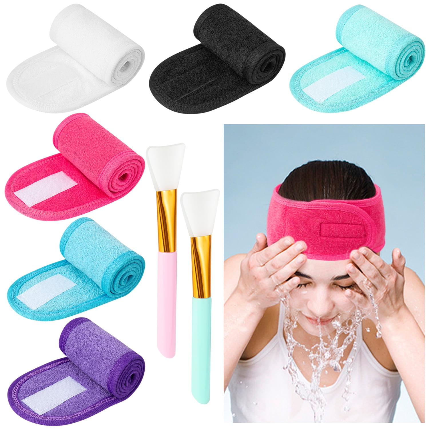 Non Slip Women\'s Hairband Plastic Cloth Daily Use Spa Party Yoga Accessory 3-Pack Spa Facial Headbands - Terry Cloth Hairbands for  main image 2