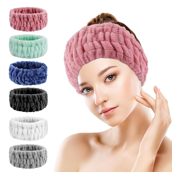 6PCS Spa Headband for Women Soft Terry Cloth Hairband for Facial Makeup, Face Washing, Masking, Showering, and Spa Treatments (Multiple colors)