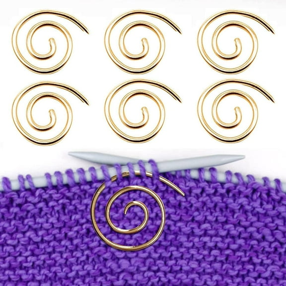 6PCS Spiral Cable Knitting Needle,Stainless Steel Practical Circular Knitting Needle Cable Needles,Handmade Knitting Tool Cable Needle Shawl Pin for Yarn Sewing Knitting Beginners (6PCS, Gold)