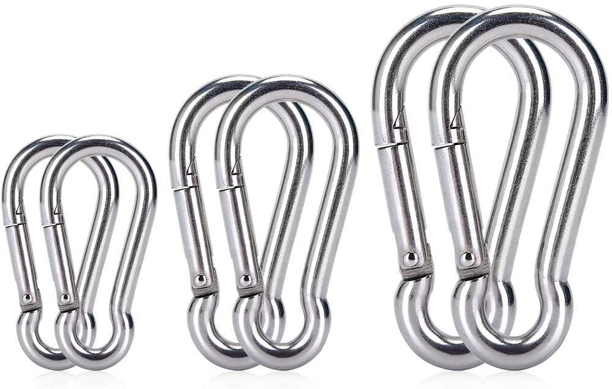 4-Pack Heavy Duty Stainless Steel Spring Snap Hooks - 800 Lbs Capacity, 2.75 Inch Carabiners
