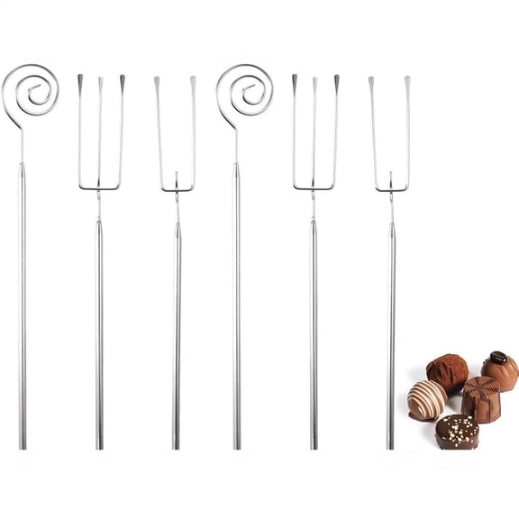 6PCS Stainless Steel Chocolate Forks Dessert Forks Pastry Tools Fruit Salad