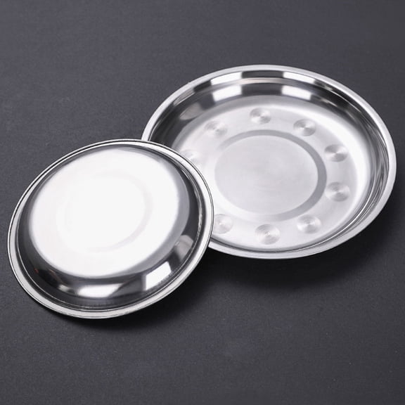 6PCS Stainless Steel Round Plates Dish Set for Dinner Plate, Outdoor Camping, BBQ,6.3 Inch