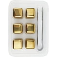 thumbnail image 1 of 6PCS Stainless Steel Whiskey Stones Gift Set, Reusable Cooling Whisky Rocks, Metal Ice Cubes Beverage Chilling Stones, Wine Cooler with Ice Tong (Gold Set), 1 of 5