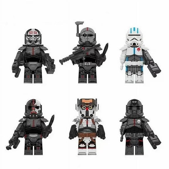 6PCS Star War Building Block Set, Commodore Technician Hunter Echo Battle Minifigures, Great Birthday Gifts for Children and Collectors