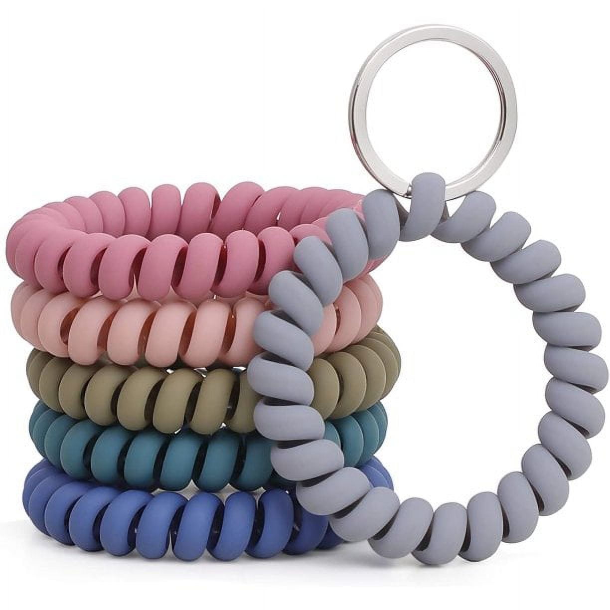 GUUYOO 6PCS Stretchable Wristband Wristlet Keychain Wrist Key Chain Wristlet,Spring Flexible Spiral Wrist Coil Wrist band Bracelet Key Holder Key Ring for Sauna Gym Pool ID Badge and Outdoor Sports