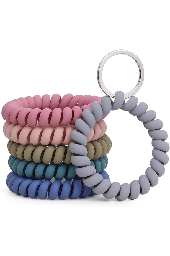 6PCS Stretchable Wristband Wristlet Keychain Wrist Key Chain Wristlet,Spring Flexible Spiral Wrist Coil  Wrist Key Holder Key Ring for Sauna Gym Pool ID Badge and Outdoor Sports